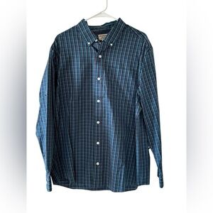 Duluth Trading Co Wrinkle Fighter Relaxed Fit Long Sleeve button up large plaid
